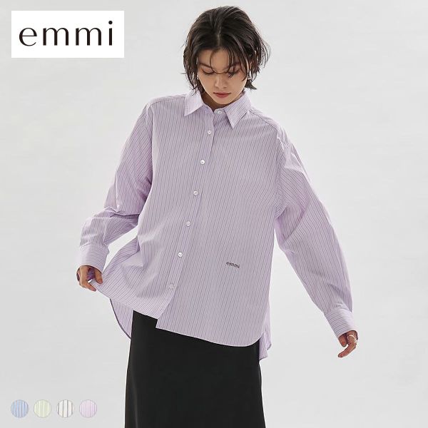エミ ONLINE限定カラーあり ストライプベーシックシャツ emmi 送料無料