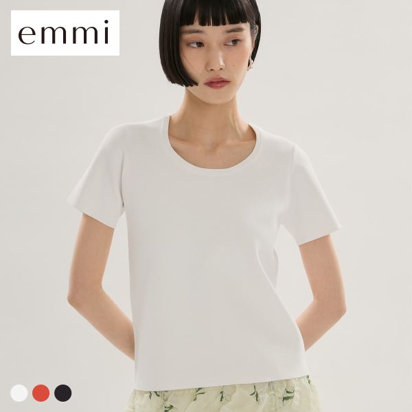 【メール便(20)】【送料無料】 エミ デコルテシンプルニット ウォッシャブル UVカット 接触冷感 emmi
