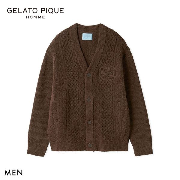 ジェラートピケ オム メンズ Valentine アランカーディガン ジェラピケ パジャマ GELATO PIQUE HOMME バレンタイン 送料無料
