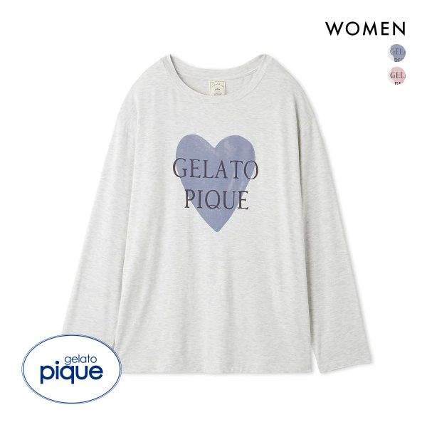 【送料無料】 ジェラートピケ レディース ハートワンポイントロンT ジェラピケ パジャマ ルームウェア gelato piqueの通販は