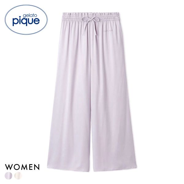 【メール便(20)】【送料無料】 ジェラートピケ レディース 裏起毛サテンロングパンツ ジェラピケ パジャマ ルームウェア gelato pique