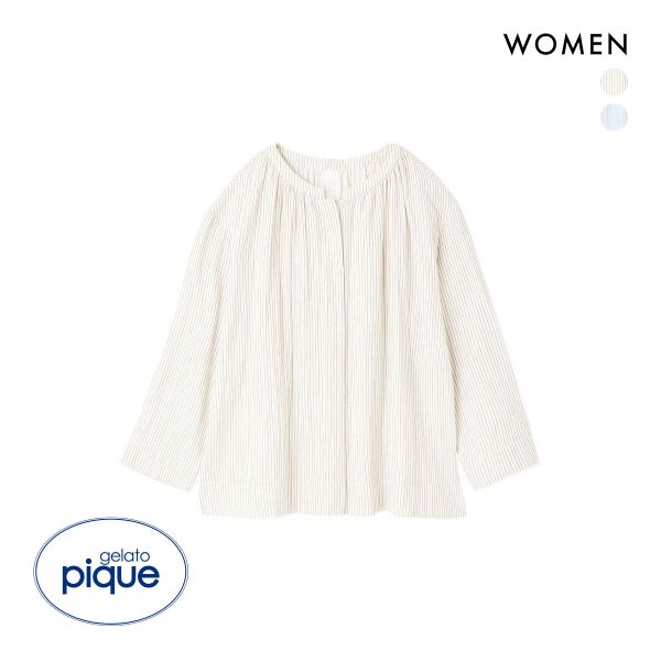 【送料無料】 ジェラートピケ レディース ガーゼストライプシャツ ジェラピケ パジャマ ルームウェア gelato pique