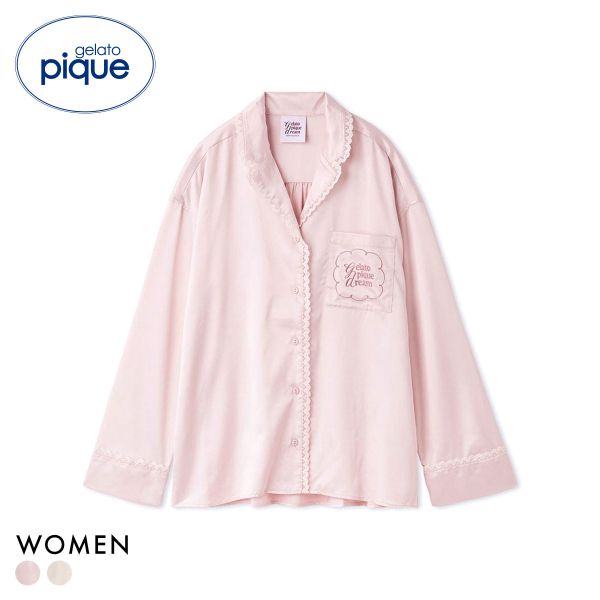 ジェラートピケ レディース レースサテンシャツ ジェラピケ パジャマ ルームウェア gelato pique HOLIDAY 送料無料
