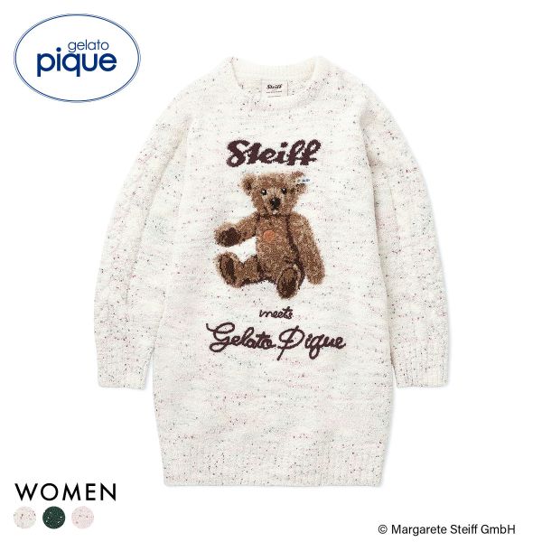 【送料無料】 ジェラートピケ レディース シュタイフ パウダーネップジャガードワンピース ジェラピケ パジャマ ルームウェア gelato piq