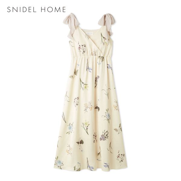スナイデルホーム 肩リボンプリントロングワンピース カップイン パッド付き パジャマ ルームウェア SNIDEL HOME 送料無料_13