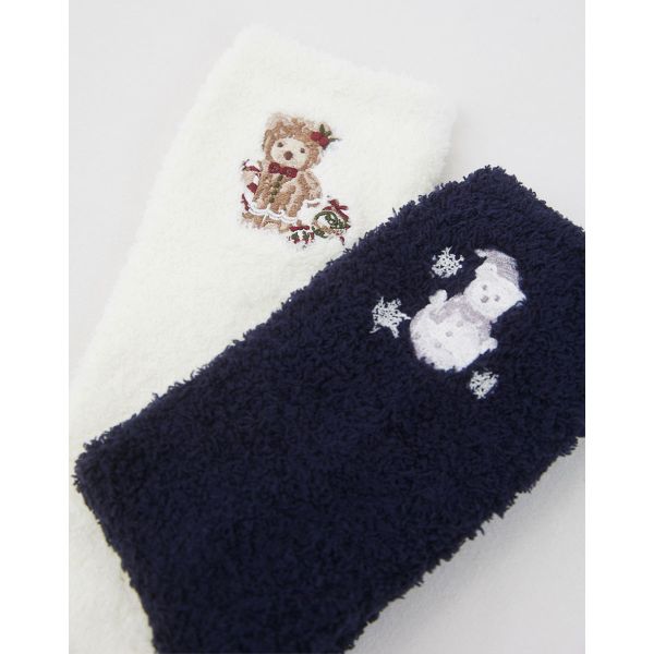 スナイデルホーム Steam Whip ホリデーベア刺繍ソックス パジャマ