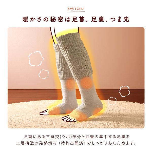 靴下サプリ おやすみスイッチ まるでこたつ 足先カットソックス