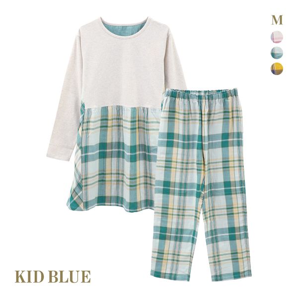 ルームウェア 長袖 上下セット レディース キッドブルー 24トリプル