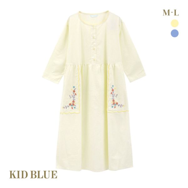 キッドブルー 25ストライプエンブ ワンピース ルームウェア パジャマ 長袖 KID BLUE 25%OFF 送料無料