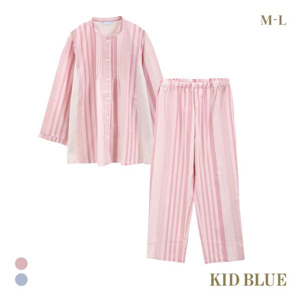 キッドブルー 25ストライプ&天竺 9分袖 フルレングス 上下セット パジャマ KID BLUE 送料無料