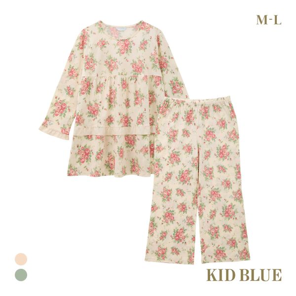 キッドブルー 25オータムローズN ルームウェア 9分袖 くるぶし丈 上下セット パジャマ KID BLUE 送料無料