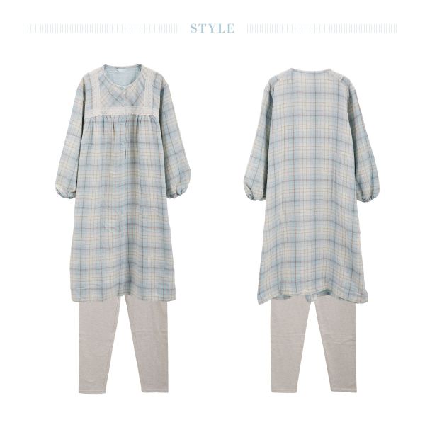 送料無料】 キッドブルー トリプルガーゼオンブレーチェック