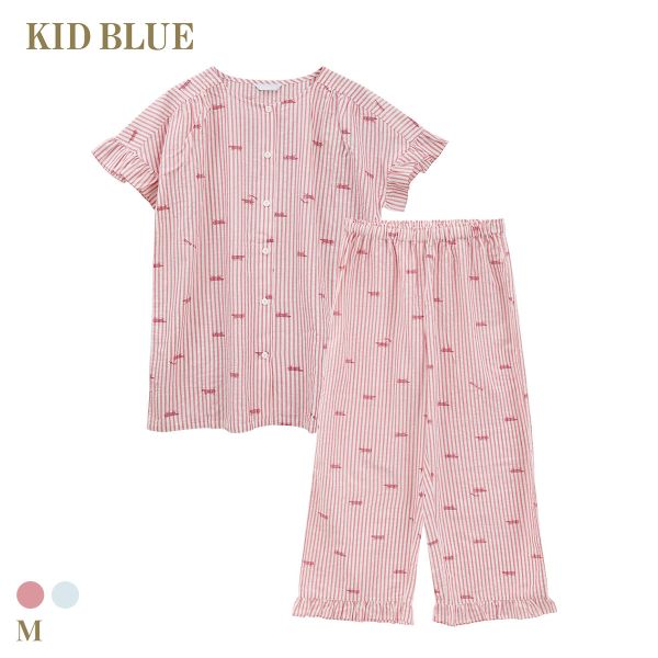 キッドブルー リサ・ラーソンコラボN 半袖 8分丈 上下セット パジャマ ルームウェア ナイティ レディース KID BLUE 送料無料