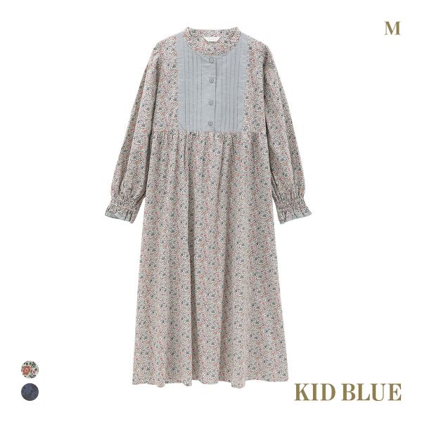 キッドブルー 25AW LIBERTYプリント ワンピース 長袖 ネグリジェ ナイティ ルームウェア パジャマ レディースー KID BLUE 送料無料