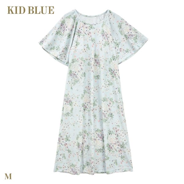 キッドブルー パイルフローラルガーデン ワンピース 半袖 ネグリジェ カップ付 ナイティ ルームウェア パジャマ レディー 送料無料_10