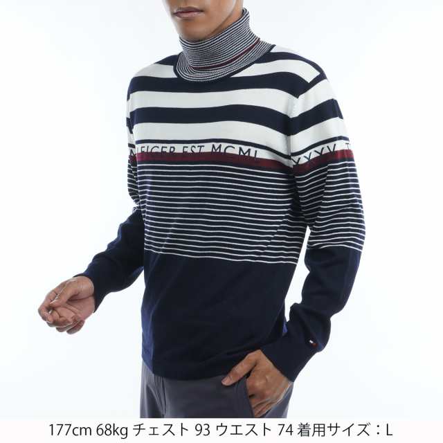 トミー ヒルフィガー ゴルフ　TOMMY HILFIGER GOLF　マルチボーダー タートルネックセーター