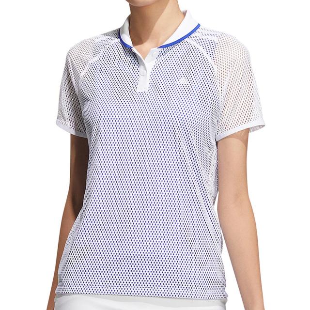 アディダス　Adidas　U365 ストレッチ メッシュレイヤード スリーストライプス 半袖ポロシャツ　レディス