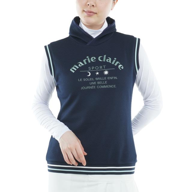 マリクレール　marie claire　長袖インナーシャツ付きストレッチワッフルベスト　レディスの通販は
