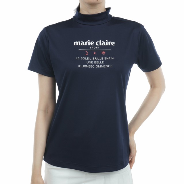 激安 マリクレール marie claire ストレッチ モックネック半袖シャツ