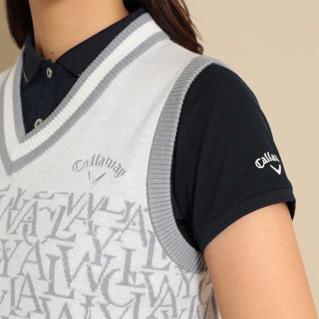 Callaway キャロウェイ ニットベスト アイボリー×ピンク ハート
