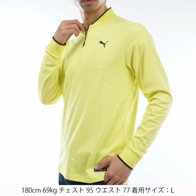 プーマ PUMA ストレッチ スムース1／4ロゴ ジップリブカラー 長袖