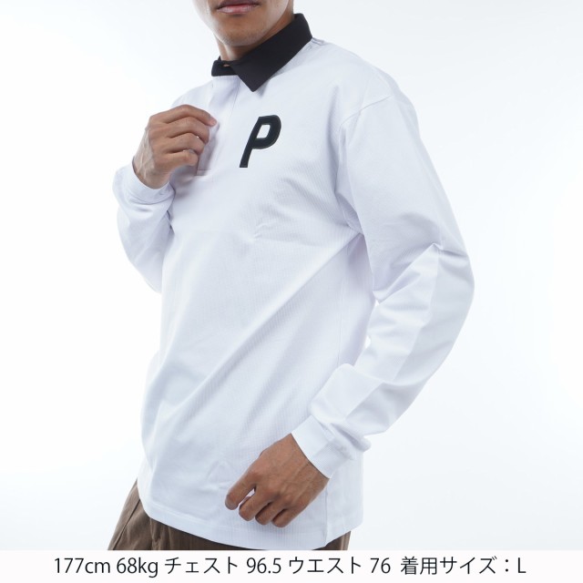 プーマ PUMA Pロゴ ミニワッフル ストレッチ 長袖ラガーポロシャツの