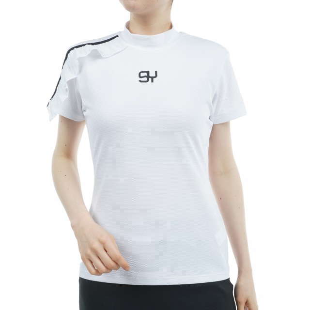 エスワイサーティトゥ バイ スウィートイヤーズ　SY32 by SWEET YEARS　ストレッチ CARVICO RENEW WAVE FRILL モックネック半袖シャツ…の通販は