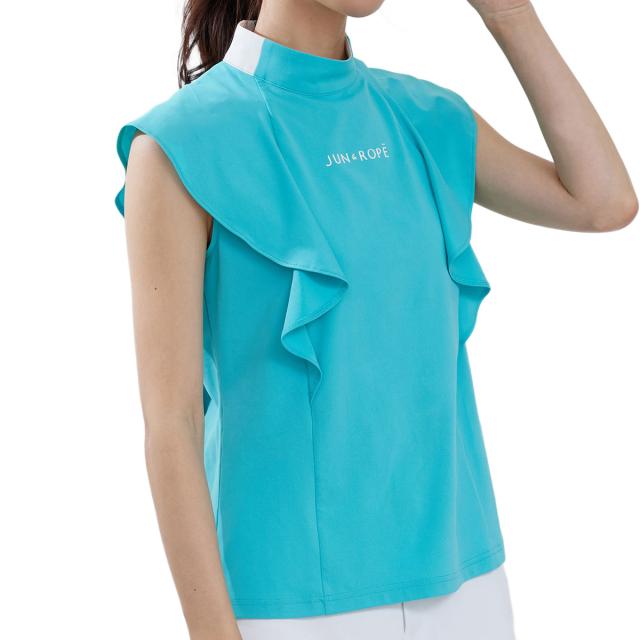 Jun & Ropé ジュンアンドロペ 半袖フレア モックネックシャツ S 【公式