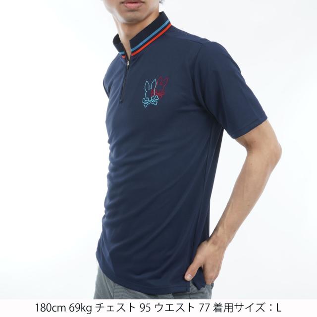 サイコバニー　PSYCHO BUNNY　トリコカラー アウトラインバニー ハーフジップ 半袖Tシャツの通販は