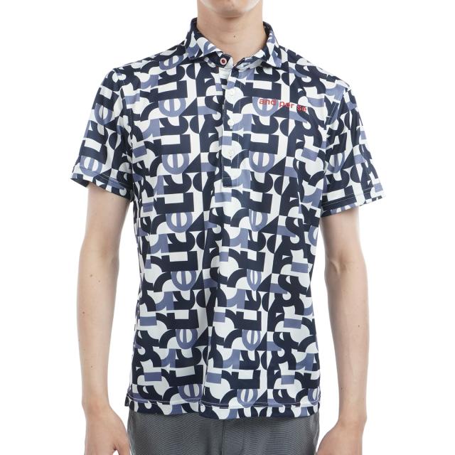 アンパスィ　and per se　ストレッチ SDシードステッチ 半袖プリンテッドポロシャツの通販は