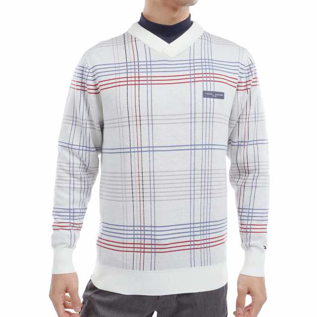 トミー ヒルフィガー ゴルフ　TOMMY HILFIGER GOLF　チェックジャカード Vネックセーター