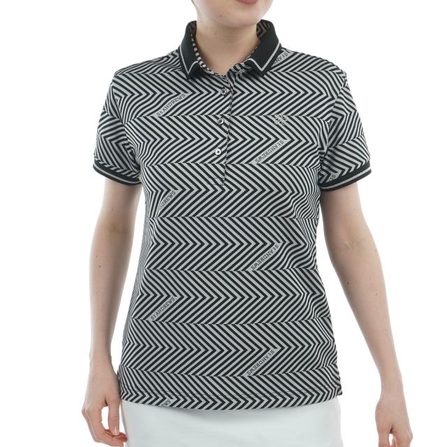 セント・アンドリュース　St ANDREWS　ジグザグ柄 ジャカード半袖ポロシャツ　レディス