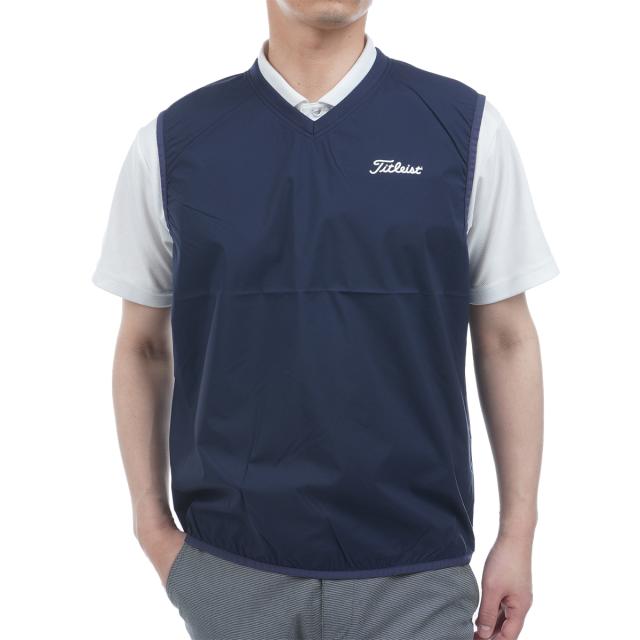 新品】タイトリスト 中綿ベスト ネイビー ロゴシルバー 撥水