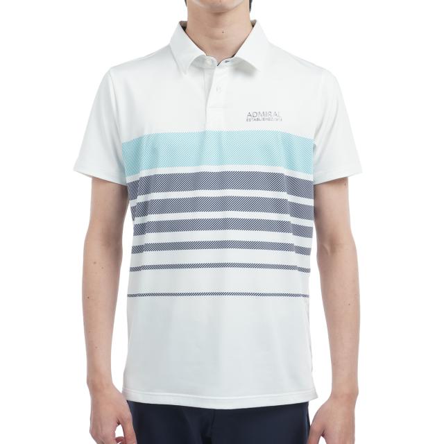 アドミラル　Admiral　ストレッチ グラデーションボーダー プリント半袖ポロシャツ