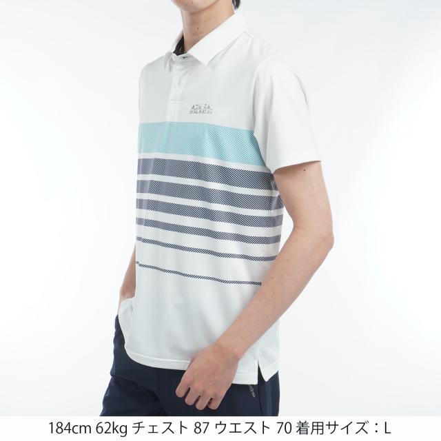アドミラル　Admiral　ストレッチ グラデーションボーダー プリント半袖ポロシャツ_1