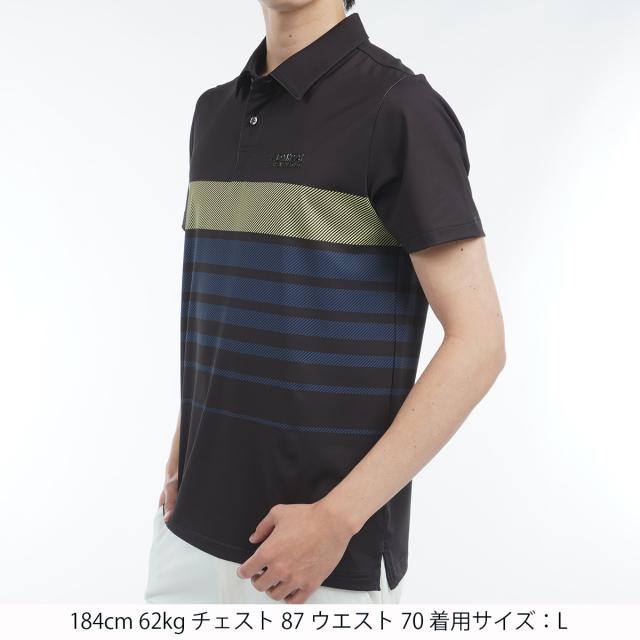 アドミラル　Admiral　ストレッチ グラデーションボーダー プリント半袖ポロシャツ_4