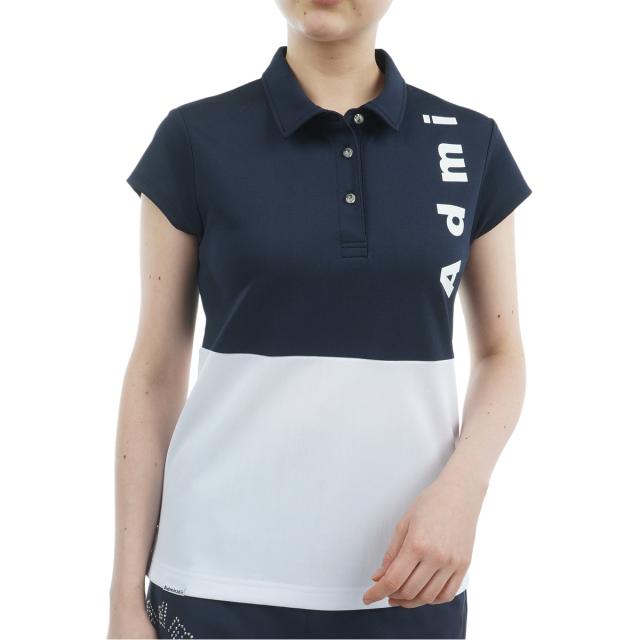 アドミラル　Admiral　ストレッチ 鹿の子ブロッキング キャップスリーブ半袖ポロシャツ　レディス