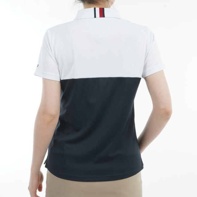 トミー ヒルフィガー ゴルフ TOMMY HILFIGER GOLF 対比色合い ロゴタイプ半袖スポーツシャツ レディス