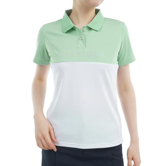 トミー ヒルフィガー ゴルフ TOMMY HILFIGER GOLF 対比色合い ロゴタイプ半袖スポーツシャツ レディス