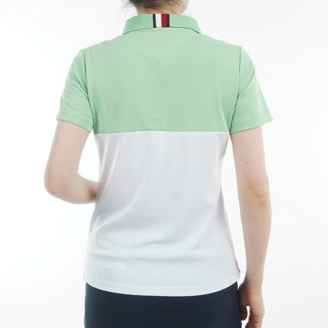 トミー ヒルフィガー ゴルフ TOMMY HILFIGER GOLF 対比色合い ロゴタイプ半袖スポーツシャツ レディス