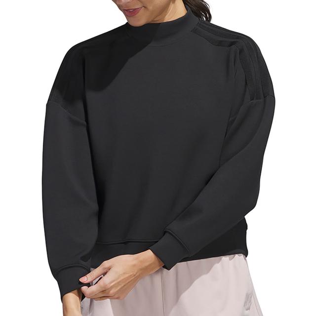 ハチヤーズレディースダンボールニットモックネックトップスウェアL 黒