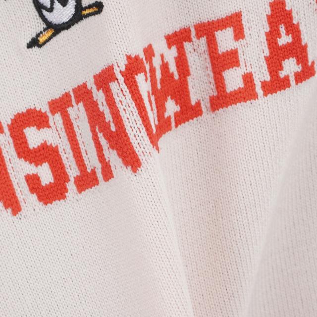 マンシングウェア Munsingwear SEASON COLLECTION ロゴタイプ柄インターシャ Vネックニットベスト レディス