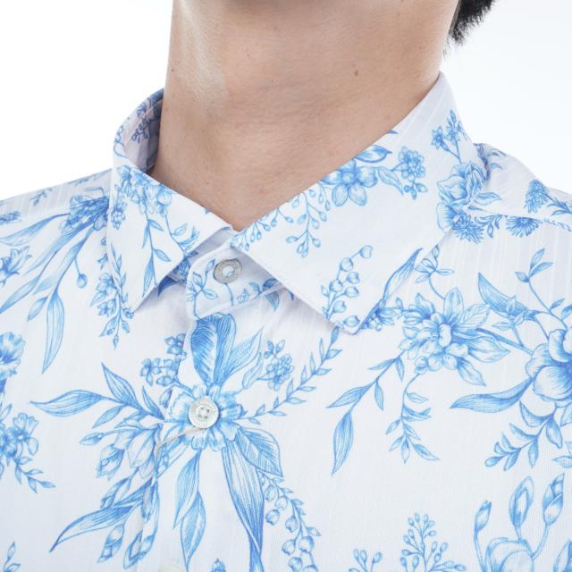 キャロウェイゴルフ　CALLAWAY RED LABEL　フラワープリントストライプジャカード半袖ポロシャツ キャロウェイゴルフ CALLAWAY RED LABEL フラワープリントストライプ