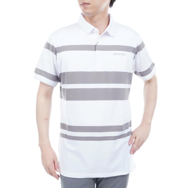 ブリーフィング BRIEFING パネル ストライプ 半袖ポロシャツ