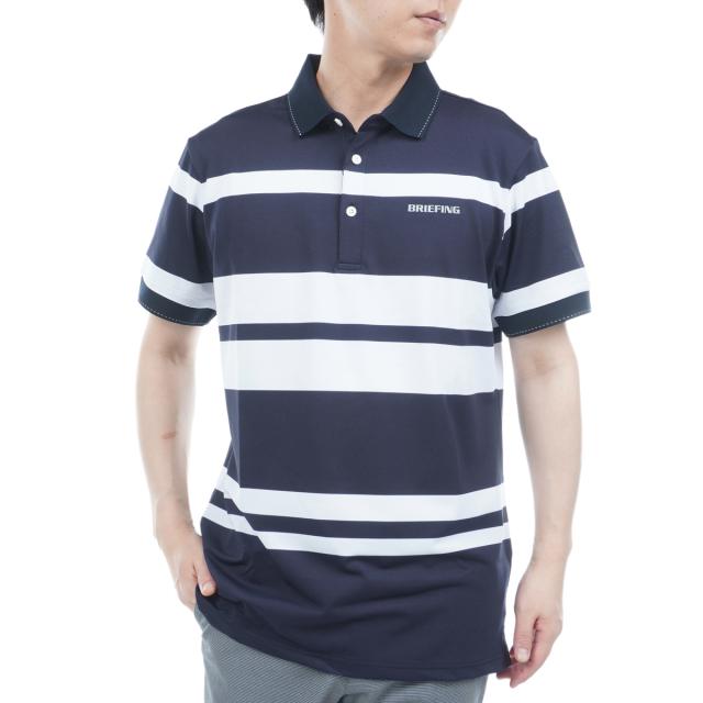 ブリーフィング BRIEFING パネル ストライプ 半袖ポロシャツ