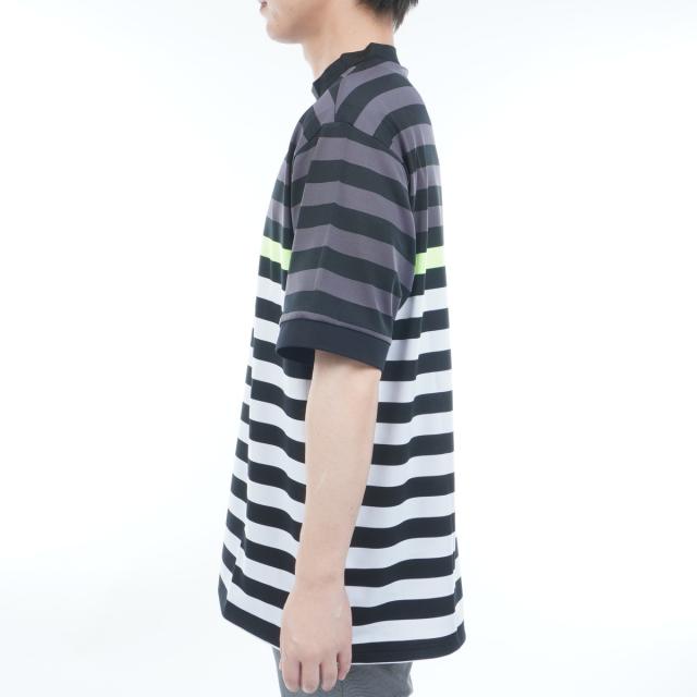 ブリーフィング BRIEFING マリン ストライプ RF ハイネック半袖シャツ