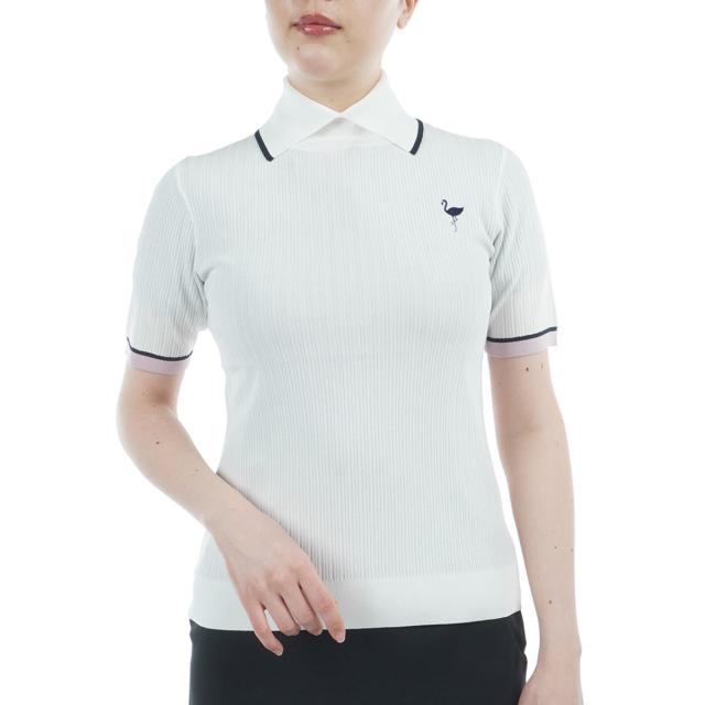 ジュン アンド ロペ JUN & ROPE 針抜きリブ衿使い 5分袖ラインセーター