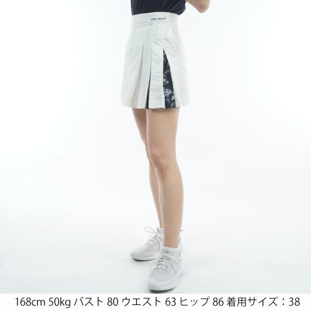 VIVAHEAT ホワイト ビバハート　アシメフラワープリーツツイルスカート VIVAHEAT ホワイト ビバハート アシメフラワープリーツツイルスカート