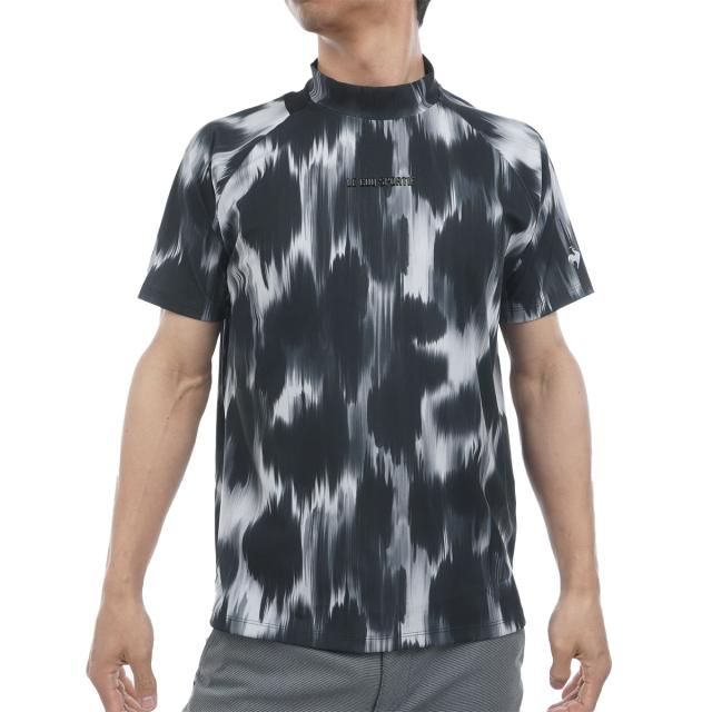 ルコックスポルティフ ゴルフ　Le coq sportif GOLF　RIJOUME ストレッチ 夏柄メッシュ 半袖シャツ