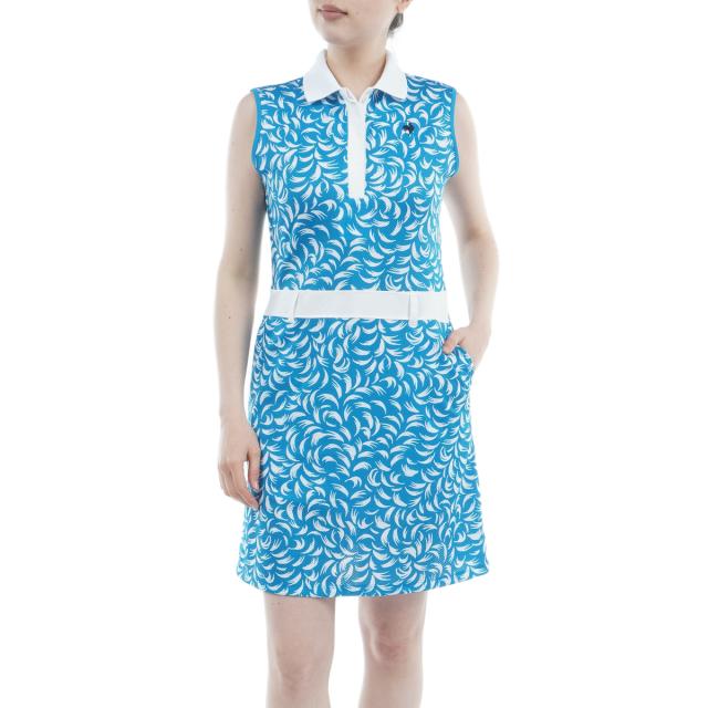 ルコックスポルティフ ゴルフ　Le coq sportif GOLF　ストレッチ 総柄ノースリーブワンピース　レディス